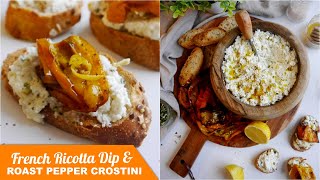 Recipe Ricotta Cheese Dip amp Bell Pepper Crostini Tartines party food grazing board snack idea [upl. by Ecinahs]