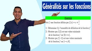 généralités sur les fonctions 1bac exercices corrigés  valeur maximale  valeur minimale exercice [upl. by Shanleigh359]