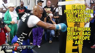 Mayweather vs Maidana 2 Floyd Mayweather full workout Mitts speed bad heavy bag [upl. by Wenn]