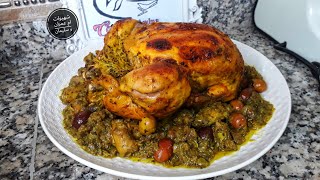 recipe recette poulet  recette poulet 🐔 au four Marocaine 🇲🇦 دجاج مبخر و معمر بالشعرية الارز [upl. by Norrab]