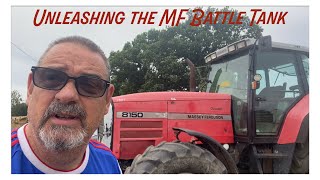 Unleashing the Massey Ferguson battle tank MF 8150 Discing tramlines [upl. by Hamner609]