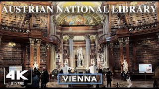 State Hall of Austrian National Library  Historic Library  4K Vienna Travel Walking Tour Guide [upl. by Antin]