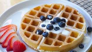 Secret Ingredient for crispy Waffles The Best Waffle recipe ASMR [upl. by Araek]