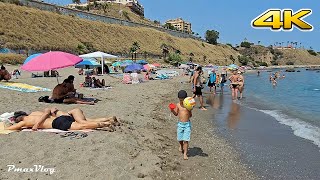 🇪🇸 Sunny day at Fuengirola beach Spain  Beach Walk 4K [upl. by Sualohcin]