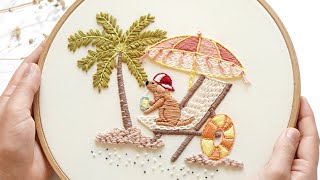 Summer vibes new embroidery pattern with tutorial [upl. by Mor886]