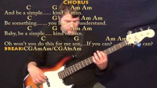 Simple Man Lynyrd Skynyrd Bass Guitar Cover Lesson with ChordsLyrics [upl. by Nobe]