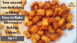 Easy Snacks RecipeCrunchy ampTasty Bread Croutons in microwaveGarlic Bread Crouton by My Flavours [upl. by Pax]