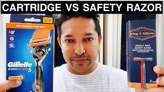 Cartridge Razor VS Safety Razor 4K  Gillette Fusion Proglide Power VS King C Gillette [upl. by Darius564]