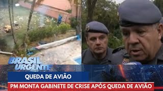 Comandantegeral da PM monta gabinete de crise após queda de avião em Vinhedo  SP [upl. by Ativak]