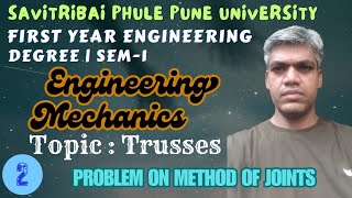 METHOD OF JOINTSTRUSSESFirst Year EnggEngineering MechanicsSavitribai Phule Pune University [upl. by Eberly]