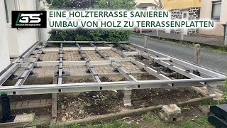 Eine Holzterrasse sanieren Terrassenumbau von Holz zu Terrassenplatten [upl. by Steffen711]