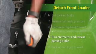 How To Detach a Front Loader  John Deere 4 Series Compact Tractors [upl. by Runck720]