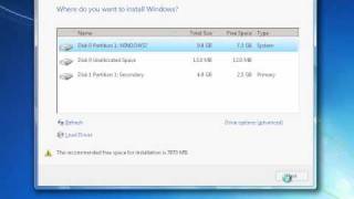 Clean Installing Windows 7 from Hard Disk [upl. by Annav647]