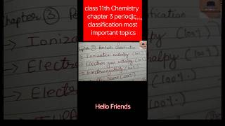 Class 11th Chemistry chapter 3 periodic classification most important topics viralshorts youtube [upl. by Massimiliano185]