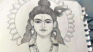 Shri Krishna drawing for beginners  easy Krishna janmashtami drawing  pencil drawing [upl. by Aierbma]