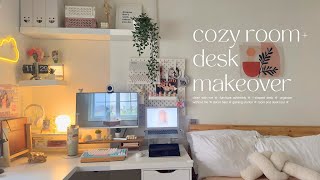 cozy room and desk makeover 🪴 lshaped desk setup gaming station decor haul [upl. by Yves]