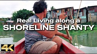 The MANGGAHAN FLOODWAY  Realities of Shoreline Slum Life 4K [upl. by Stanwin]