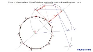 3 Dibujar un polígono regular de 11 lados conociendo las posiciones de los vértices primero y cuarto [upl. by Kelam]