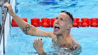 Caeleb Dressel Helps USA Beat Australia in Mens 4x100 Relay Race at Paris Olympics July 27 2024 [upl. by Aros]