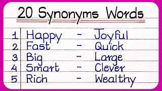 20 Synonyms Words In English  Synonyms Words  Synonyms Word  similar words english [upl. by Jaye]