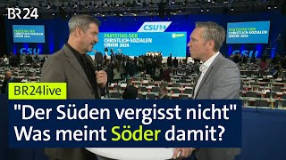 CSUParteitag Parteichef Markus Söder im Interview  BR24live [upl. by Vento]