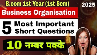 Business Organisation bcom 1st year Important Questions  business Organisation 5 Shorts questions [upl. by Ycul]