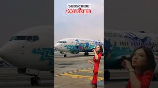 Garuda Indonesia plane gate 55 and beautiful flight attendant AIRASIA [upl. by Mclyman]