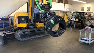 Steelwrist tiltrotator with grapple attachment on a JCB 85Z excavator at Pacific JCB [upl. by Fleeta]