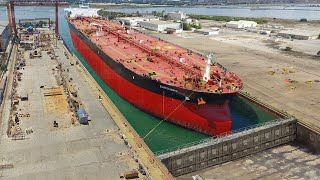 The Crazy Process of Moving World Largest Ships into Dry Docks [upl. by Allimrac512]