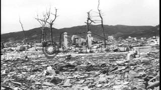 Destroyed buildings in an aftermath of atom bomb explosion Hiroshima Japan HD Stock Footage [upl. by Niwrad]