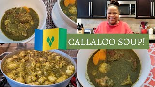 Callaloo Soup with Pigtail Smoked Turkey Dumpling amp Provision [upl. by Nehtan]