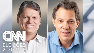 Paraná Pesquisas em SP Tarcísio tem 56 dos votos válidos Haddad 44  CNN PRIME TIME [upl. by Alpheus]