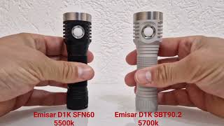 Emisar D1K SFN60 5500K  Emisar D1K SBT902 5700k turbo comparison [upl. by Eeladnerb186]