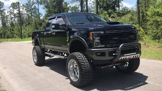 2017 Ford F250 lifted 11 inches with new Ram Air hood  painted bumpers Anzo lights 24x14 forged [upl. by Ecydnak]