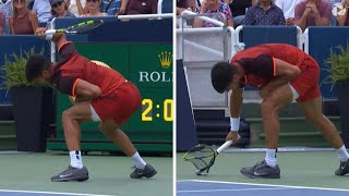 Carlos Alcaraz destroys racket in rare meltdown as Spaniard dumped out of Cincinnati Open [upl. by Euqinahs549]