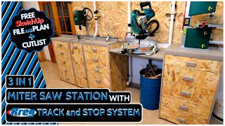 3 in 1 Miter Saw Station Build With KREG Track amp Stop System  Shop Storage Upgrade [upl. by Aloysius]