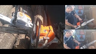 STIHL MS 261 CM VW vs STIHL MS 500I TESTRACING CHAINSAW [upl. by Boccaj268]