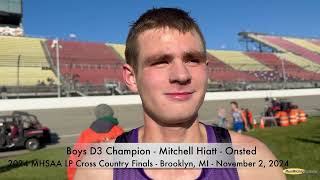 Interview Mitchell Hiatt Onsted  Boys D3 Champion at 2024 MHSAA LP XC Finals [upl. by Giustino500]