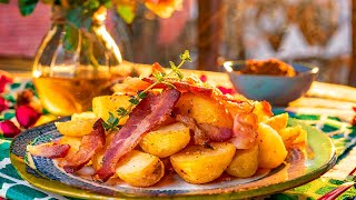 Knusprige Bratkartoffeln mit Speck  Einfaches Rezept ohne Vorkochen [upl. by Kulseth]