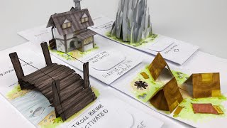 Popup game terrain Bridge card with lock mechanism concept [upl. by Edahsalof]