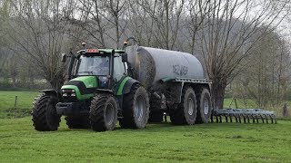 DeutzFahr Agrotron 1657 amp Dezwaef mesttank  Loonw TJampens grasland injecteren [upl. by Amerak49]