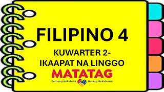 FILIPINO 4 MATATAG Q2WEEK 4PAGUNAWA SA LAYON NG TULANG NAGSASALAYSAY PAMBATAPANGHALIP PAMATLIG [upl. by Wileen406]