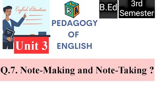 Note Making and Note Taking  English Pedagogysantanukar3363 [upl. by Eetnod]