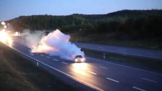 BMW E30 V8 TURBO BURNOUT HIGHWAY [upl. by Robby645]