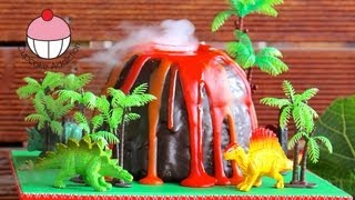 Make a Smoking Volcano Cake  Dinosaur  Hawaiian Party  A Cupcake Addiction How To Tutorial [upl. by Ehcram]