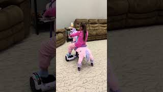 CUTE Baby Girl RIDES on Her NEW Power Pony Hoverboard Fun Ride on Interactive Toy Pony shorts [upl. by Wake]