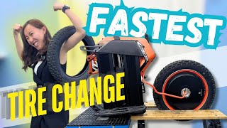 InMotion V14  Tire Change FASTEST amp EASIEST ONE YET [upl. by Ahsienek]