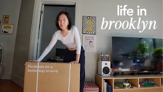 Life in Brooklyn  Deepcleaning my loft apartment unboxing new office chair shopping in the city [upl. by Spielman]