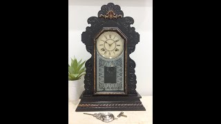 Antique ANSONIA New York Gingerbread Kitchen Mantel Chime Clock  Item 1418  Adelaide Clocks [upl. by Lemuel]