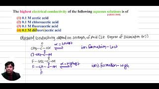 2005 3 The highest electrical conductivity of the following aqueous solutions AIEEE 2005 [upl. by Habas]